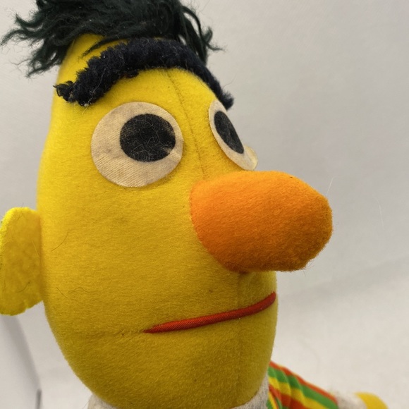 Vintage Sesame Street Bert Plush Stuffed Toy 12” Hasbro Softies Preschool Doll - Picture 7 of 9